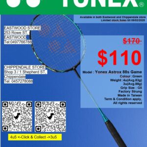 Yonex Astrox 88S Game 4u5 Badminton Racquet Strung