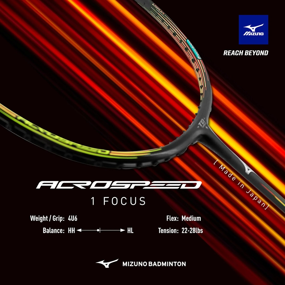 Mizuno Acrospeed 1 Focus 4u6 Badminton Racquet Unstrung