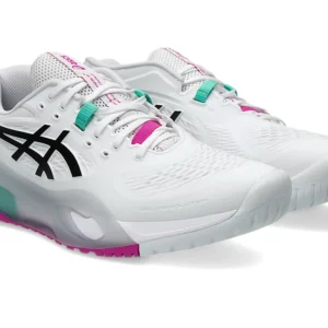 ASICS Mens GEL-Resolution X White/Aurora Green Hard court Tennis Shoes