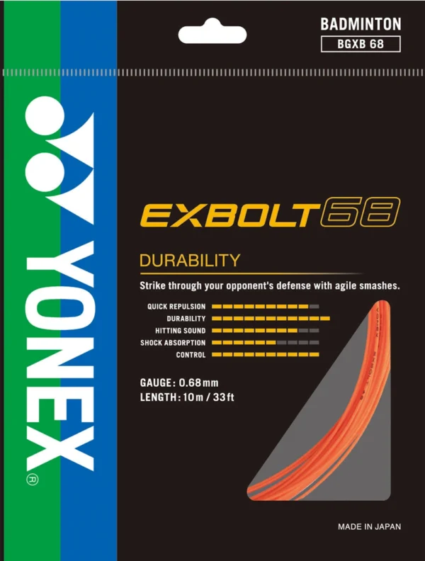 Yonex Exbolt 68 Badminton String Orange BGXB68 10m Set